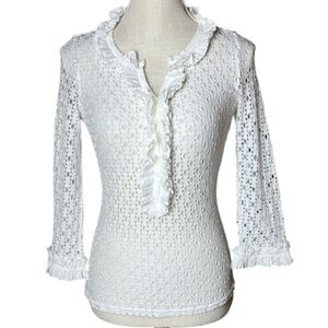 Anne Fontaine White Ruffle Eyelet Blouse